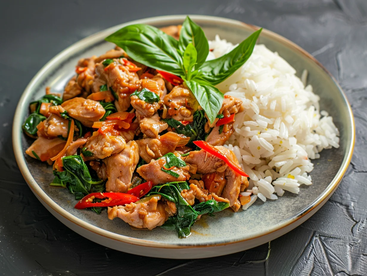 Sauté de dinde au basilic thaï et riz