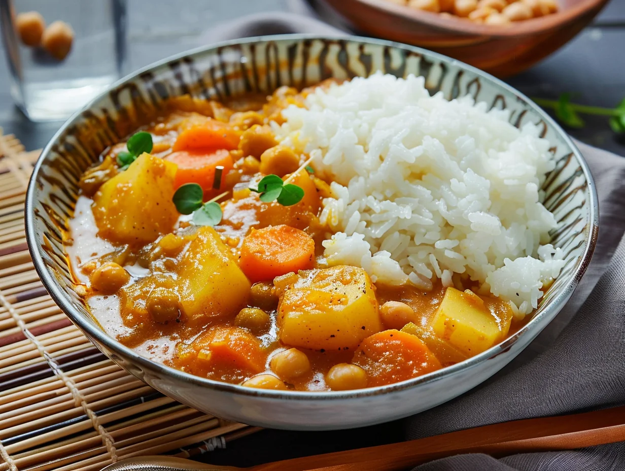 Curry doux japonais aux légumes et pois chiches