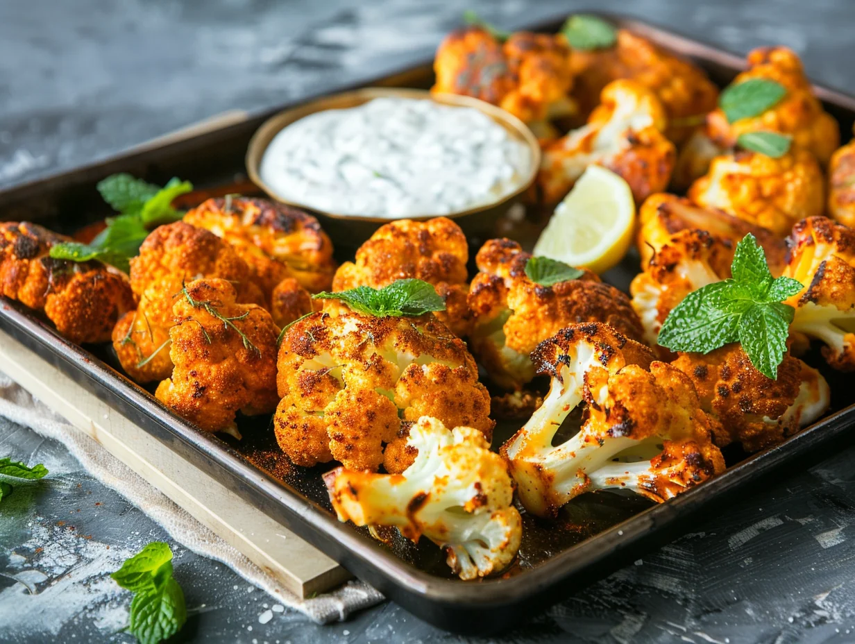 Chou-fleur rôti tandoori et yaourt menthe