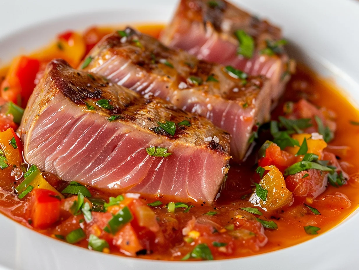 Thon à la plancha et piperade basquaise
