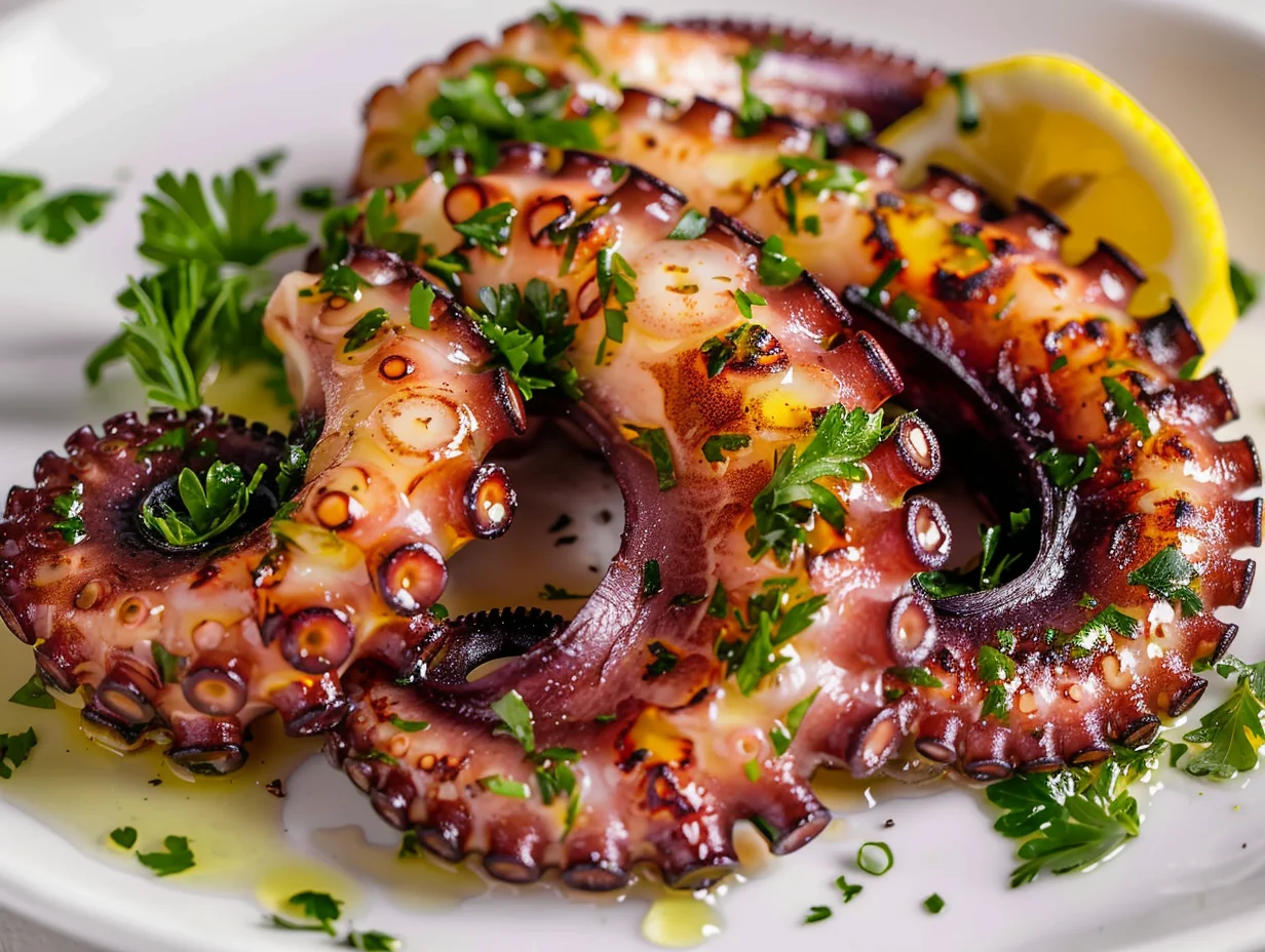Poulpe grillé citron ail
