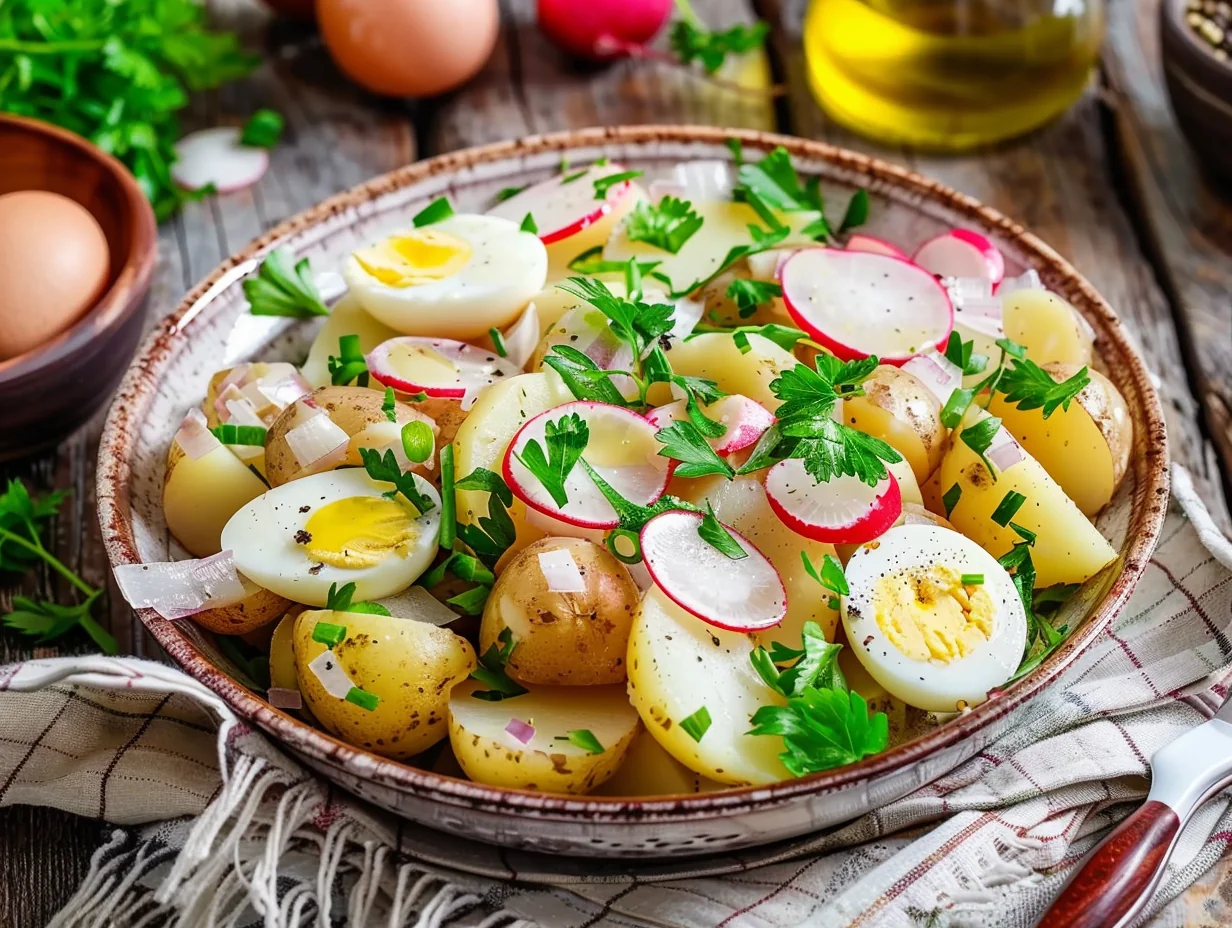 Salade de pommes de terre, radis et œufs