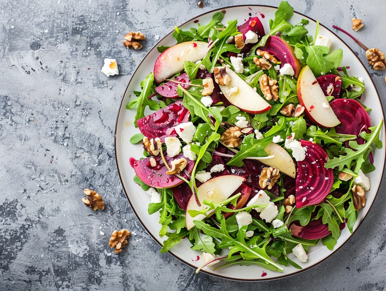 Salade de betteraves, pomme et fromage frais