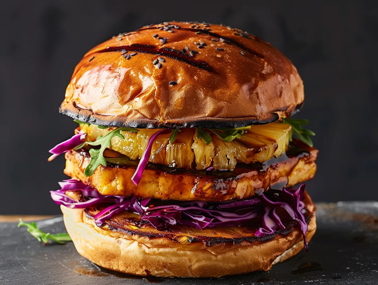 Burger tofu teriyaki et ananas