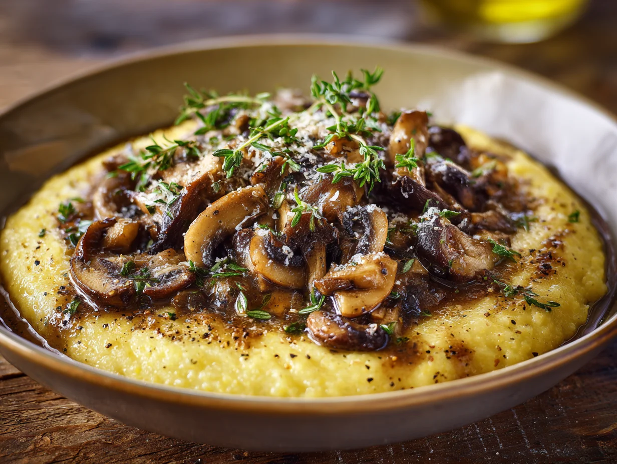 Polenta crémeuse et ragù de champignons