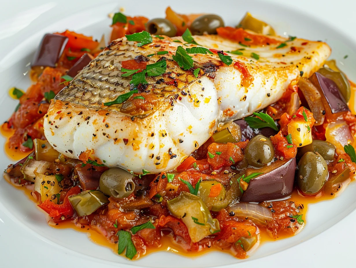 Poisson au four à la caponata