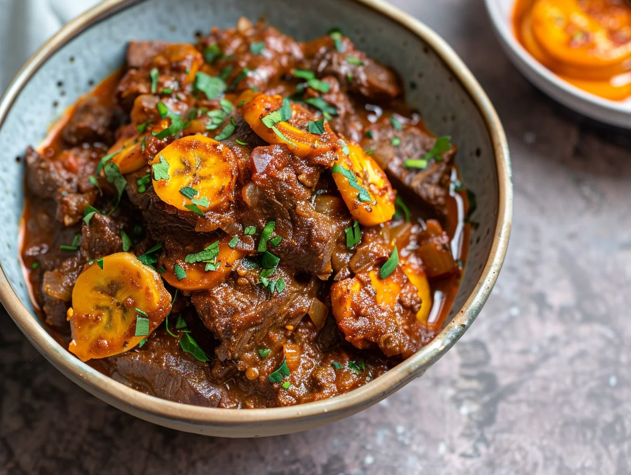 Ndizi na nyama (plantain et bœuf)